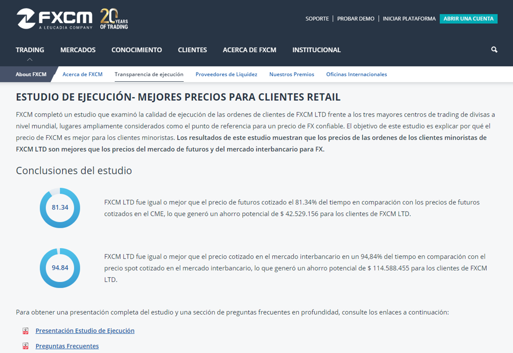 Estudio de ejecución FXCM Estudio de ejecución FXCM